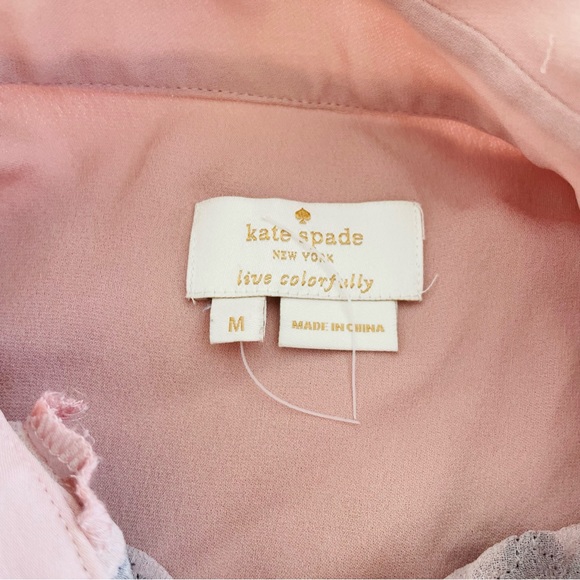 Kate Spade Daisy Pink 100% Silk Button Down Top Blouse - Picture 8 of 9